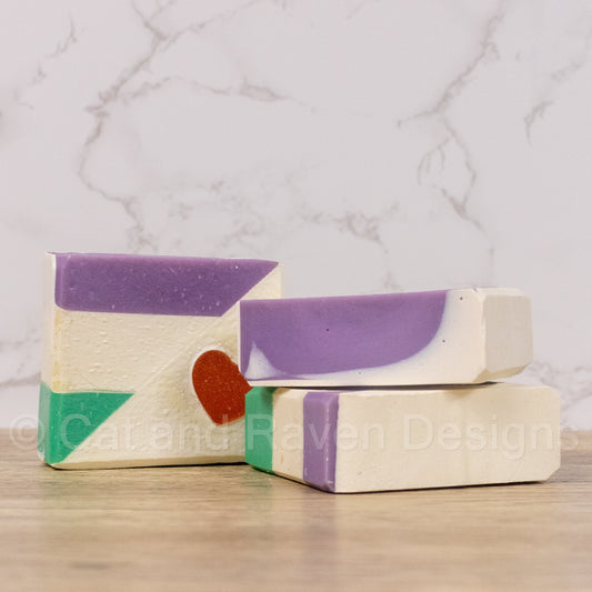 Gender² (genderqueer pride flag) soap