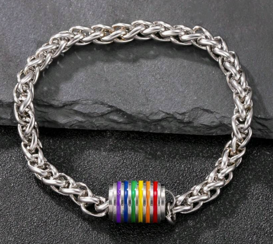 π Stainless Steel Rainbow Charm Bracelet β LGBTQ+ Pride Jewelry