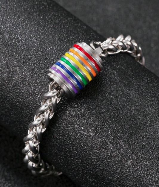 ๐ Stainless Steel Rainbow Charm Bracelet โ LGBTQ+ Pride Jewelry