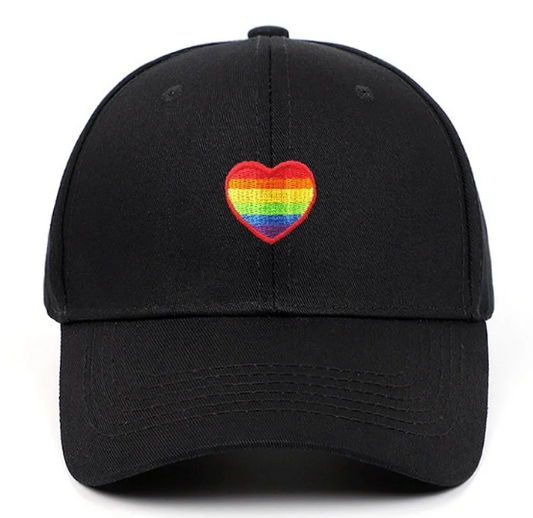 π Pride Heart Embroidered Baseball Cap β Unisex Adjustable Hat (Navy Blue or Black)