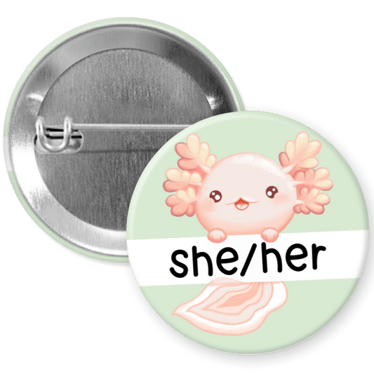 Axolotl Pronoun Pinback Button