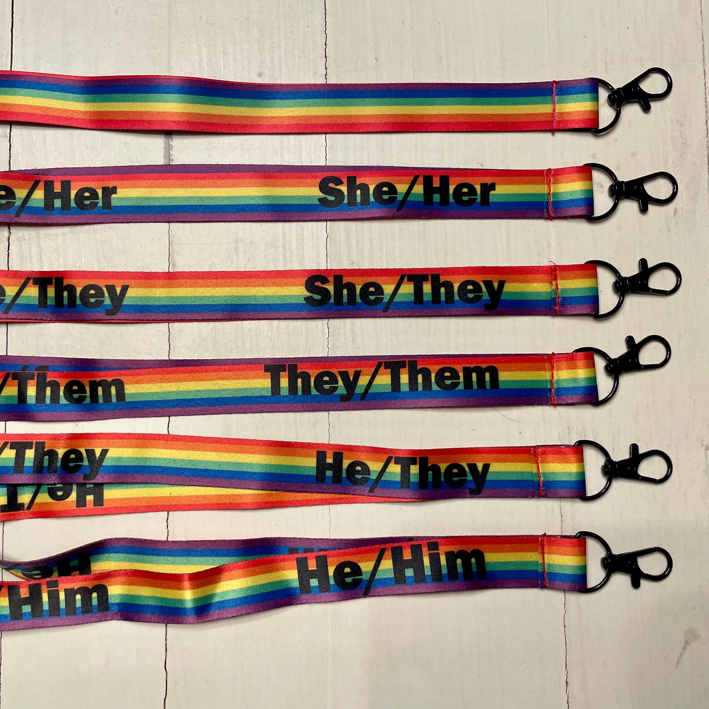 Rainbow Pride Pronoun Lanyard