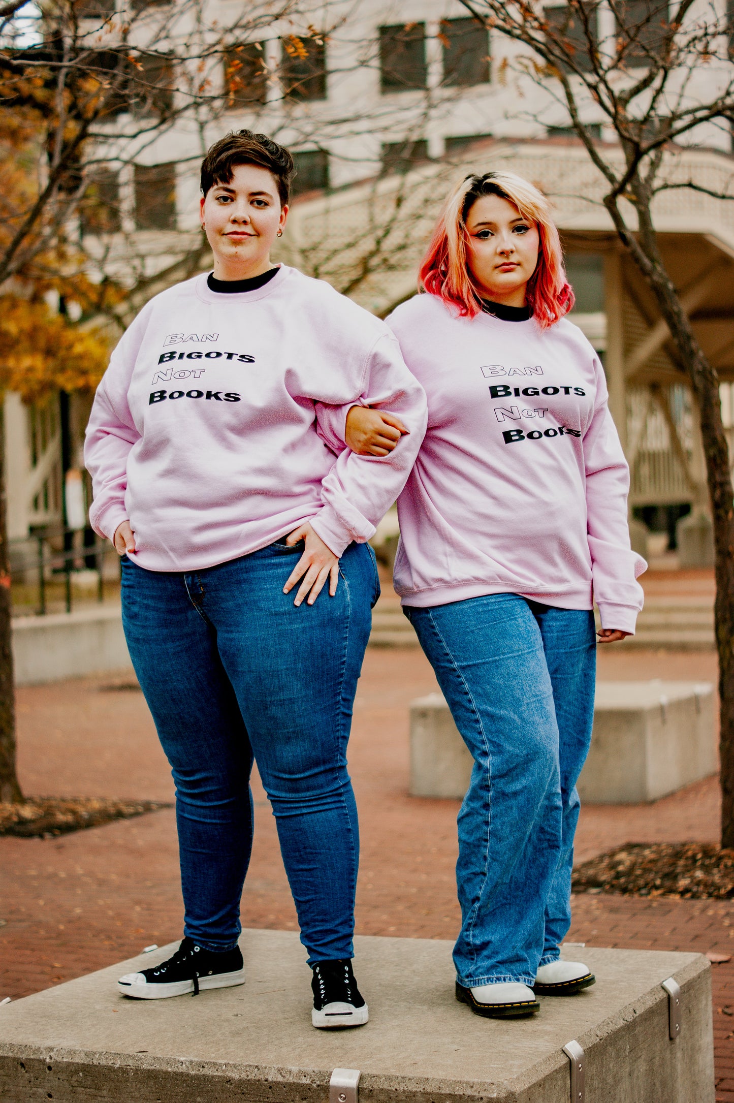 Ban Bigots Not Books Crewneck Sweater | XS - 3XL | Light Blue or Pink