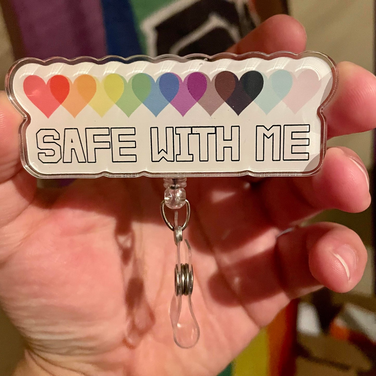 Safe With Me Badge Reel | Retractable ID Badge Holder