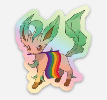 Leafeon Pokemon Pride Holographic Sticker