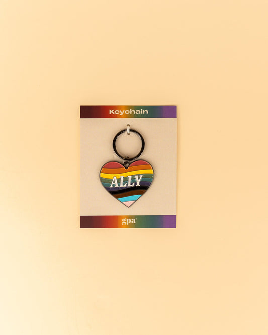 Rainbow Ally Heart Enamel Keychain