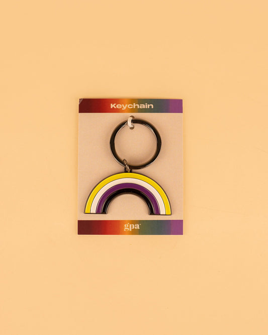 Non-Binary Rainbow Enamel Keychain