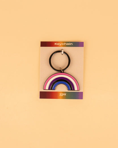 Genderfluid Rainbow Enamel Keychain