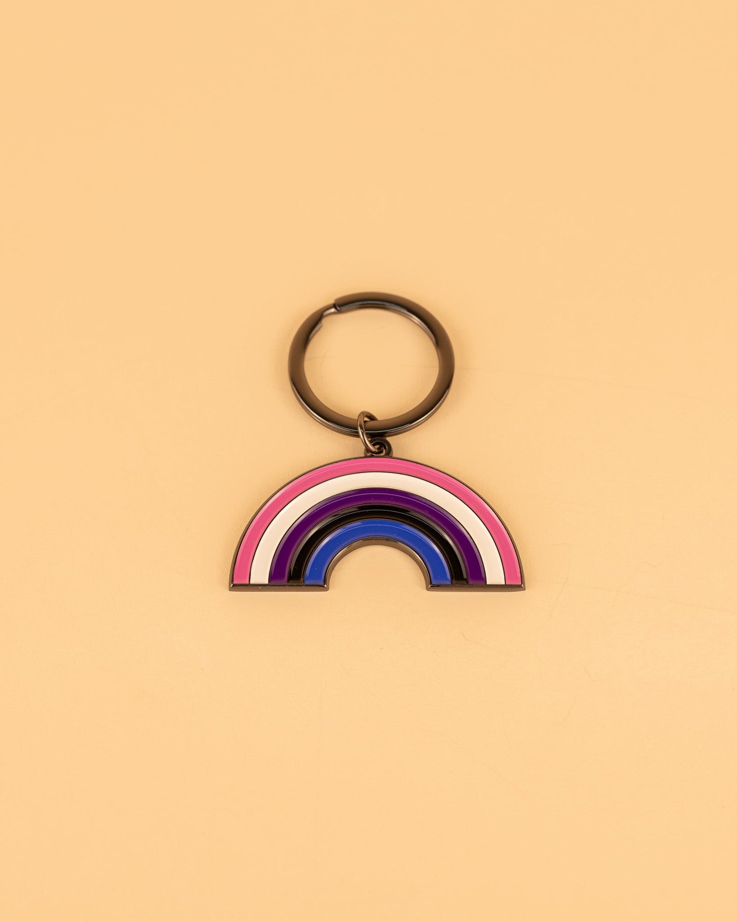 Genderfluid Rainbow Enamel Keychain