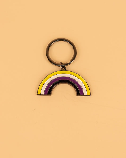 Non-Binary Rainbow Enamel Keychain