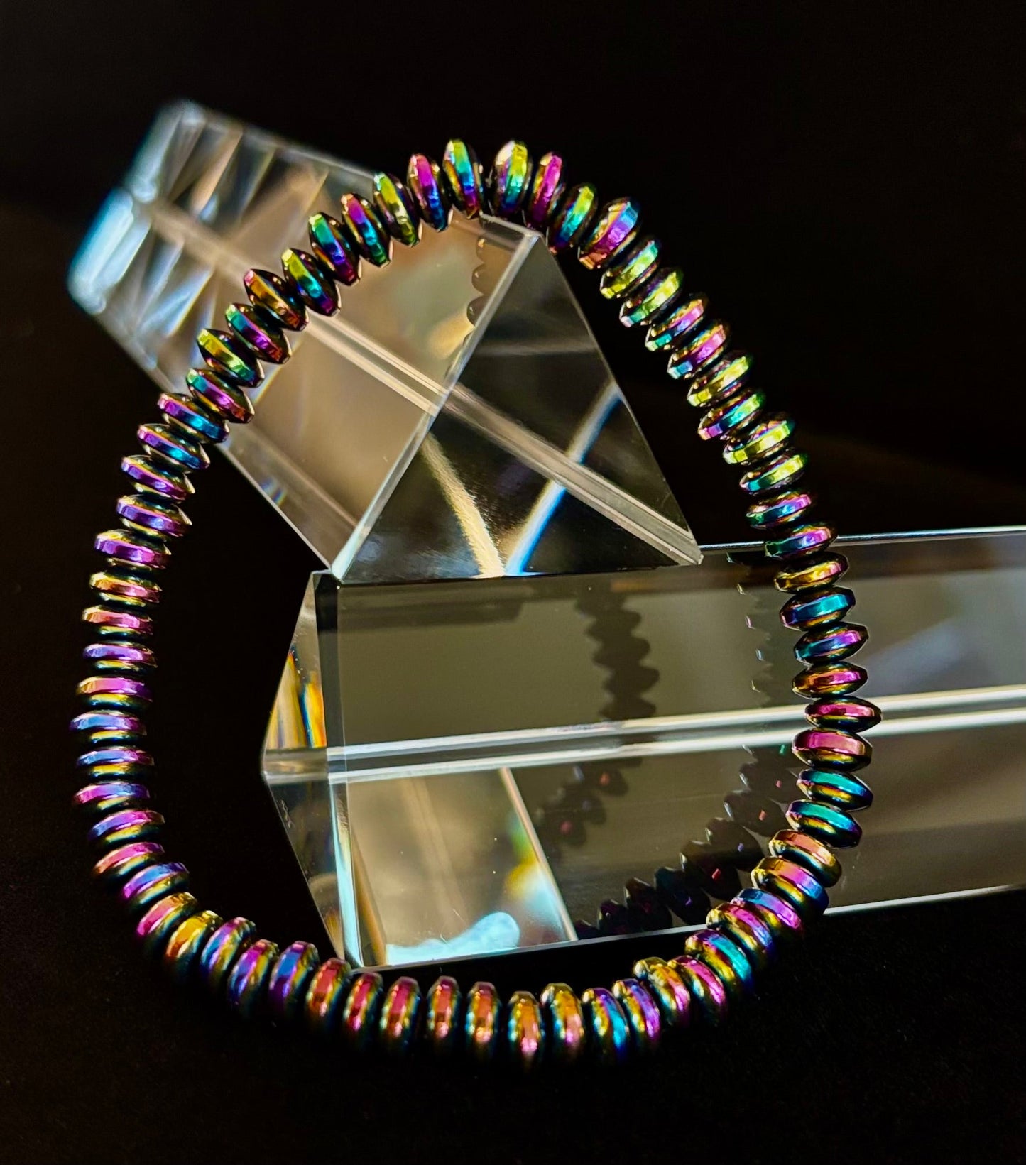 🌈 Rainbow Hue Metal Bracelet – Medium to Large Wrists