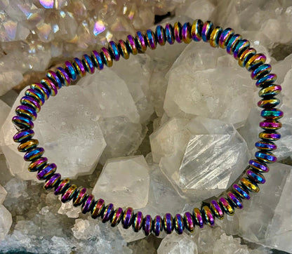 🌈 Rainbow Hue Metal Bracelet – Medium to Large Wrists