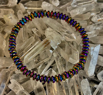 🌈 Rainbow Hue Metal Bracelet – Medium to Large Wrists