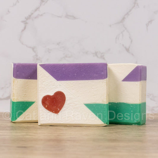 Gender² (genderqueer pride flag) soap