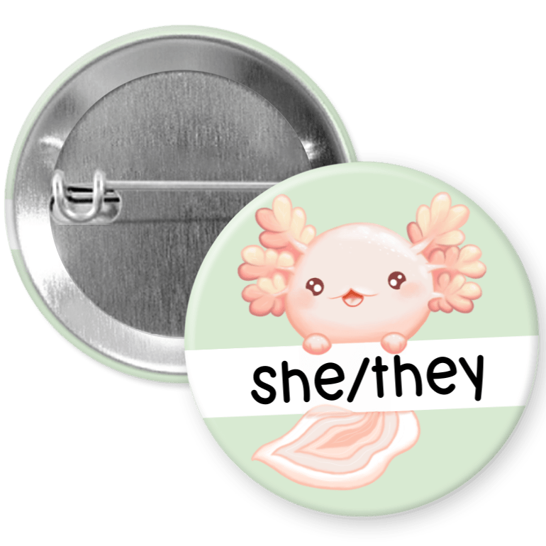 Axolotl Pronoun Pinback Button