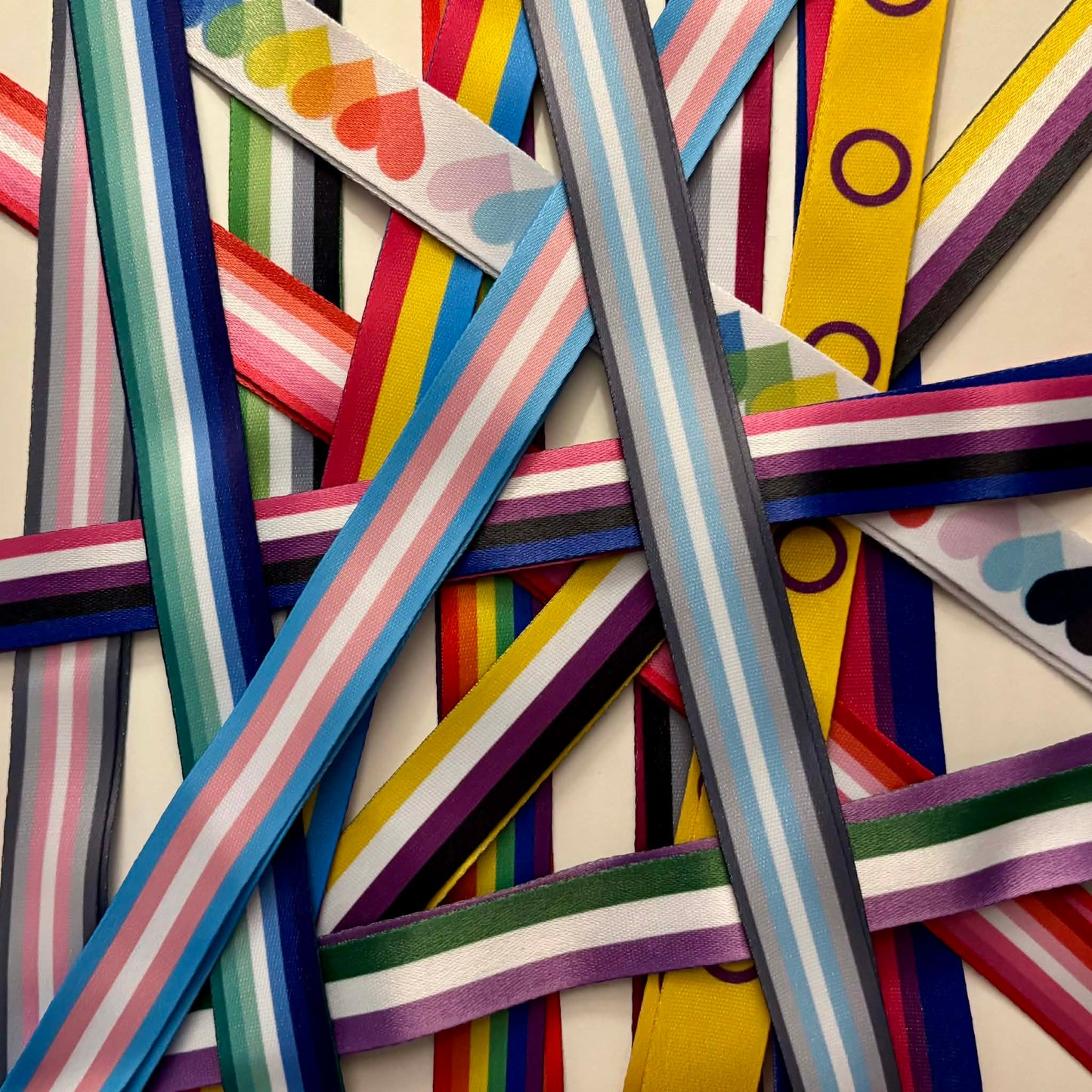 Safe Space Pride Hearts Lanyard