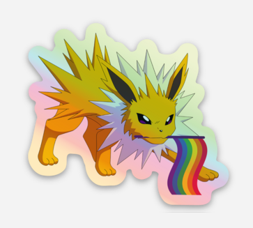 Jolteon Pokemon Pride Holographic Sticker