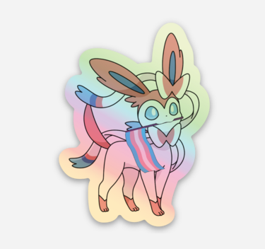 Sylveon Pokemon Transgender Pride Holographic Sticker